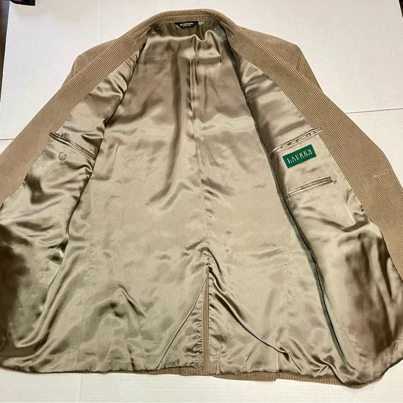 Lauren Ralph Lauren Blazer Size 44L Brown Corduroy 100% Cotton Jacket - Picture 8 of 11
